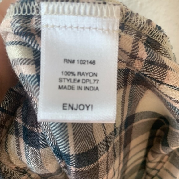 Michael Stars Plaid Front Tie Top Size Medium Multi-Color - Picture 5 of 6